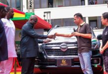 Agric Ministry receives Nissan Pickup, Tractor and 20 motorbikes from EEZZY Group Foundation to support 42nd Farmers’ Day Celebration.