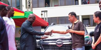 Agric Ministry receives Nissan Pickup, Tractor and 20 motorbikes from EEZZY Group Foundation to support 42nd Farmers’ Day Celebration.